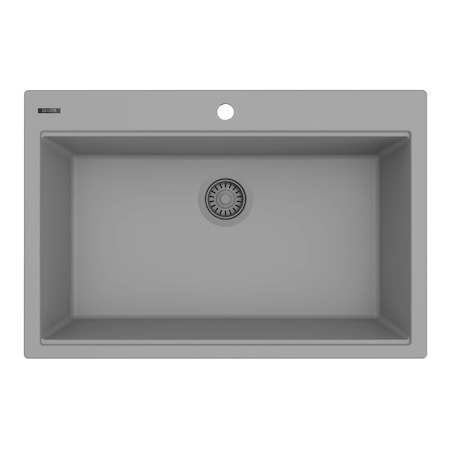 Ruvati 33 x 22 inch epiGranite Drop-in Topmount Granite Composite Single Bowl Kitchen Sink Urban Gray RVG1080UG